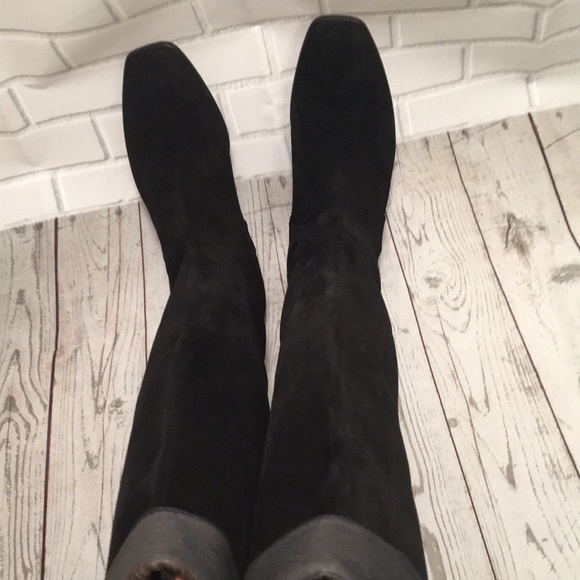 Michel Perry suede boots Black knee high Italy 6.5 - Picture 8 of 8